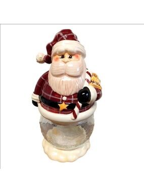 Vintage* Crazy Mountain 80s Glass & Ceramic Santa Cookie Jar